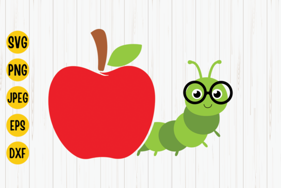 Apple and Worm SVG: Teacher Graphics & Crafts